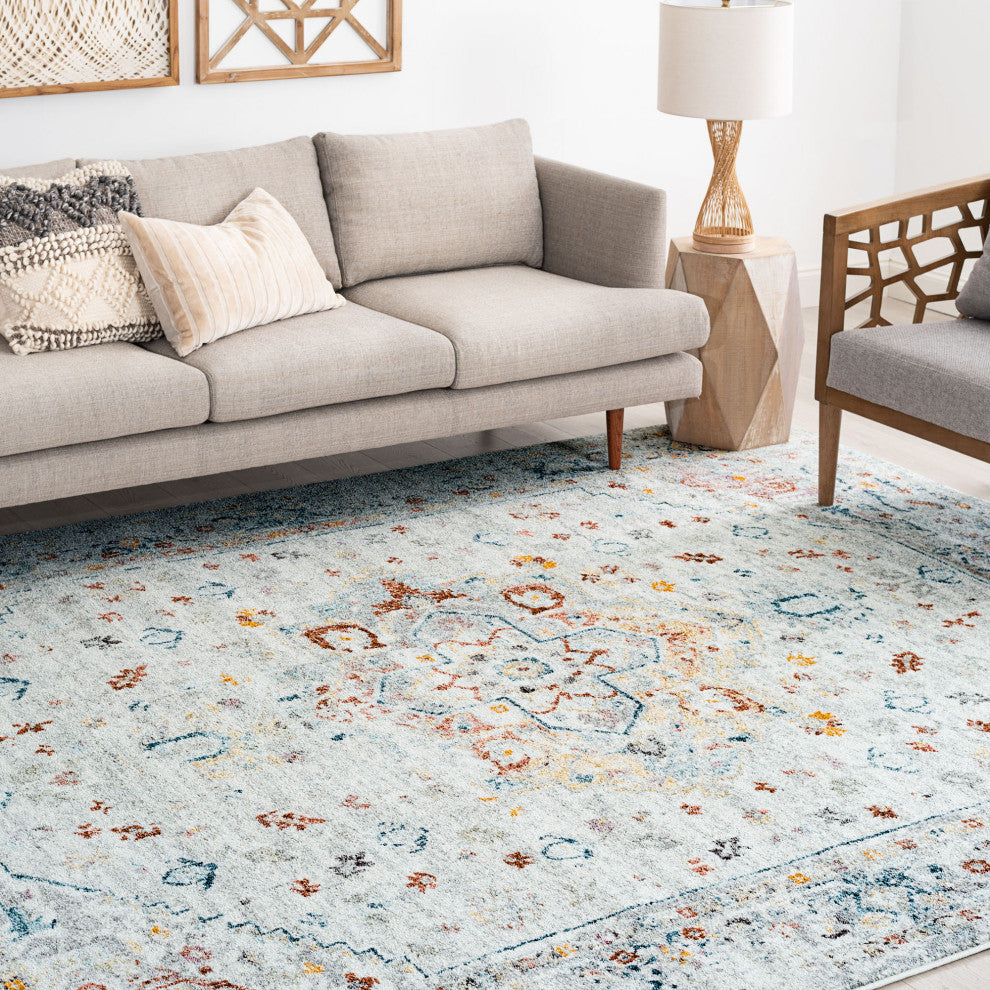 Kinsley Traditional Oriental Cream Rectangle Area Rug, 10'6''x14'6''