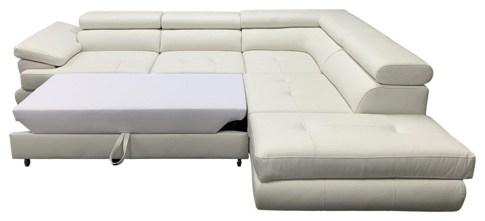 LUTON Leather Sectional Sleeper Sofa, Right Corner