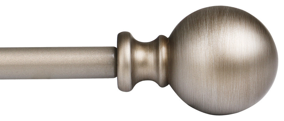 Utopia Alley Curtain Rod With Round Finials, 48-86", Satin Nickel