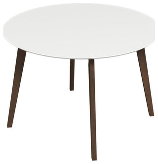 Ashcroft Piper Modern 43" Solid Wood Round Dining Table in Walnut/White