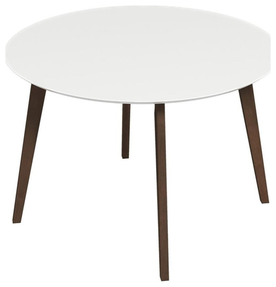 Ashcroft Piper Modern 43" Solid Wood Round Dining Table in Walnut/White