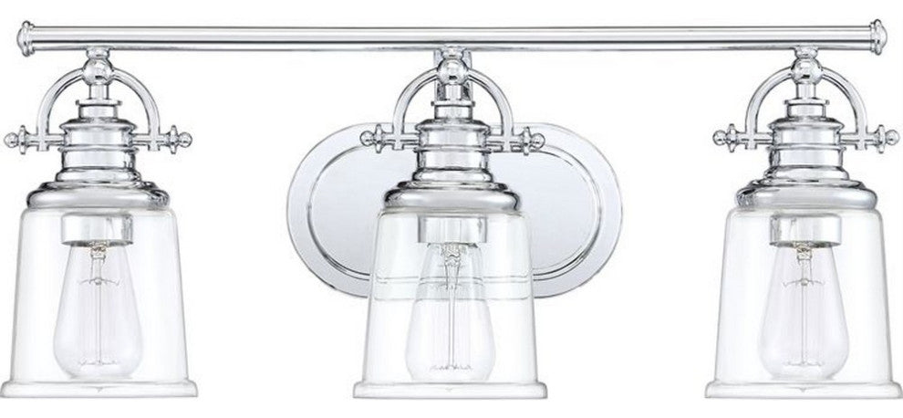 Grant 3-Light Bath Vanity, Polished Chrome