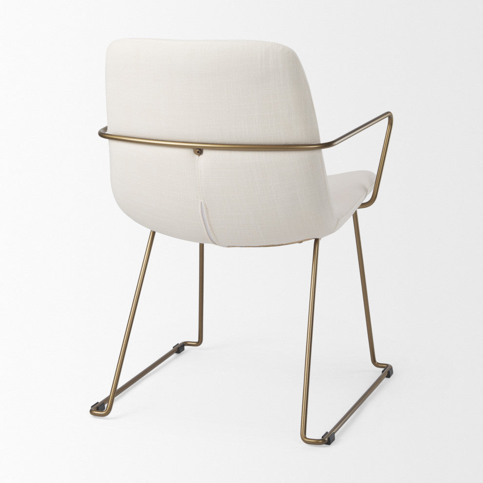 Sawyer Cream Fabric Wrap Seat With Gold Metal Frame Dining Chair