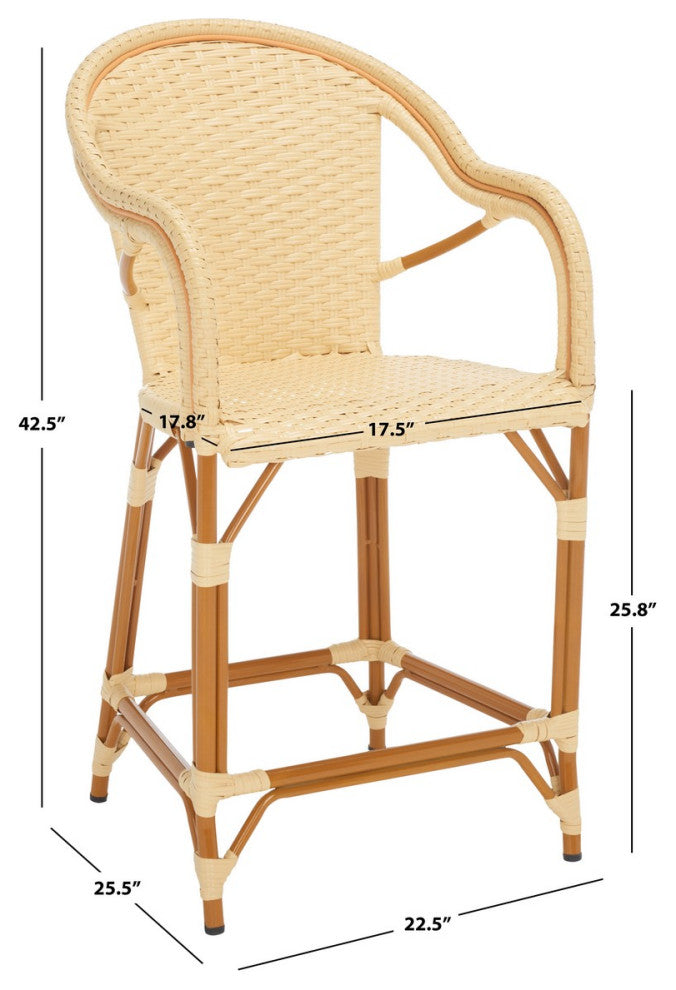 Safavieh California Counter Stool W Arm, Natural