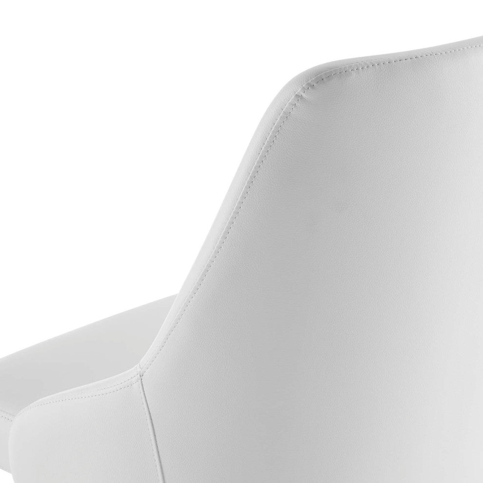 Computer Work Desk Swivel Chair, Faux Vegan Leather, Black White, Home Office