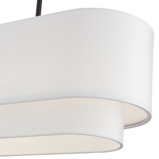 Manorwood 3-Light Bronze Medium Linear Chandelier with Hand Crafted Shades