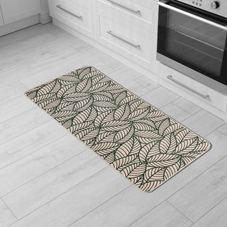 Jungle Printed Kitchen Runner Mat 47" x 20" Beige Leaves Design