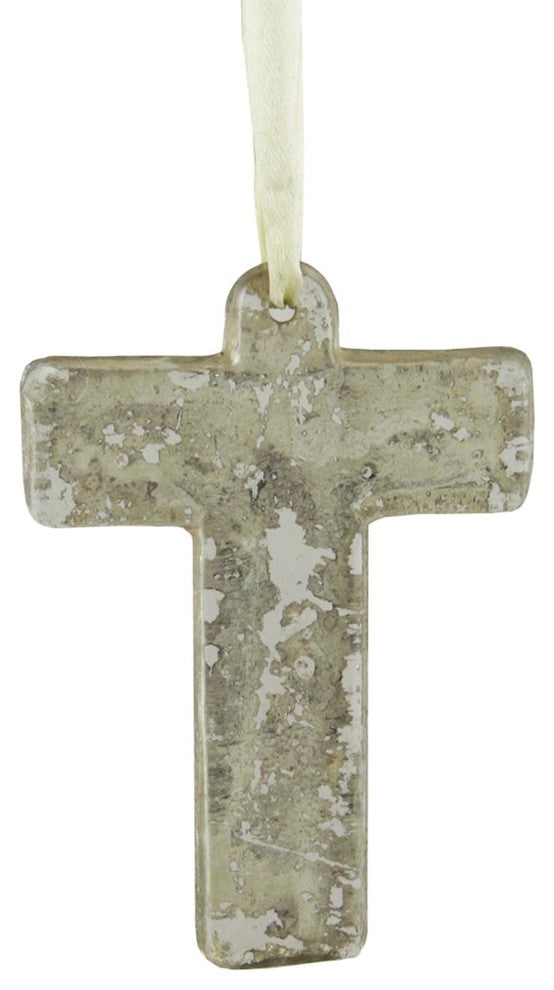 4" Antique-Style Speckled Glass Monogram Letter "T" Christmas Ornament