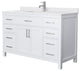54" Single Bathroom Vanity, White, White Cultured Marble Countertop, Sink
