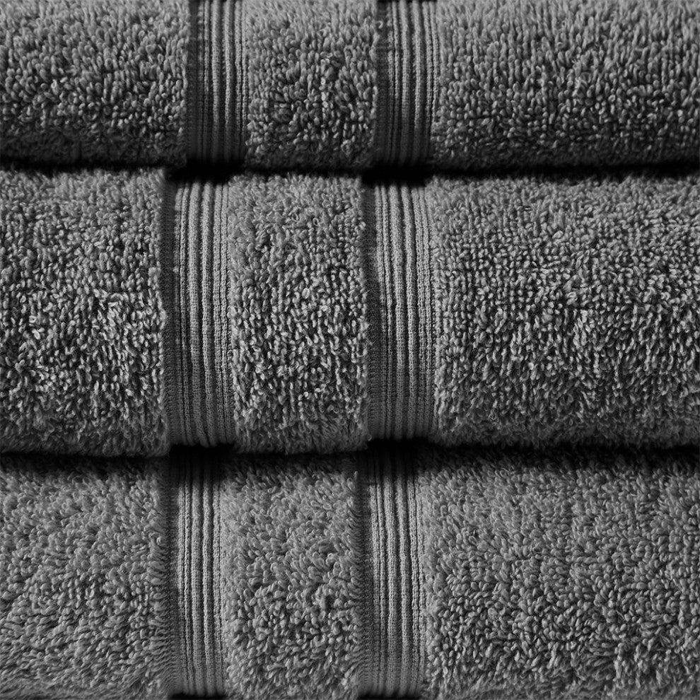 510 Design Aegean Turkish Cotton 500gsm 6-Piece Bathroom Towel Set, Dark Grey