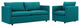 Activate Upholstered Fabric Sofa and Armchair Set Teal