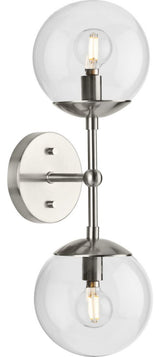 Atwell Collection Two-Light Brushed Nickel Mid-Century Modern Wall Sconce