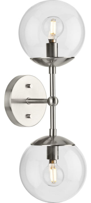 Atwell Collection Two-Light Brushed Nickel Mid-Century Modern Wall Sconce