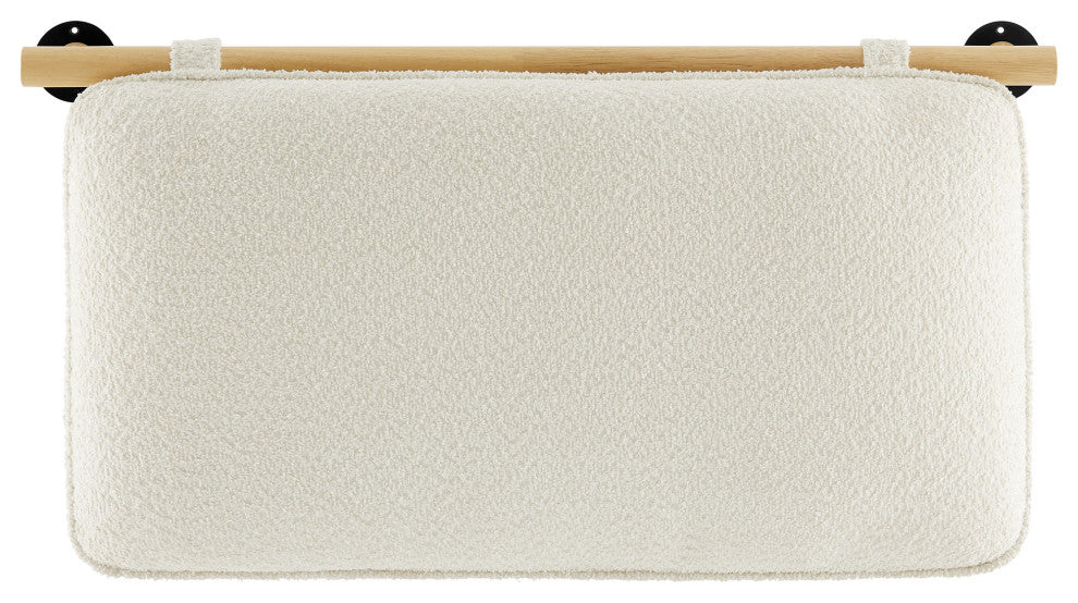 Anela Wall-Mounted Chenille Upholstered Twin Headboard, Cream Natural
