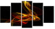 Red Yellow Twisted Waves Fractal, Abstract Canvas Wall Art, 60"x32", 5 Panels