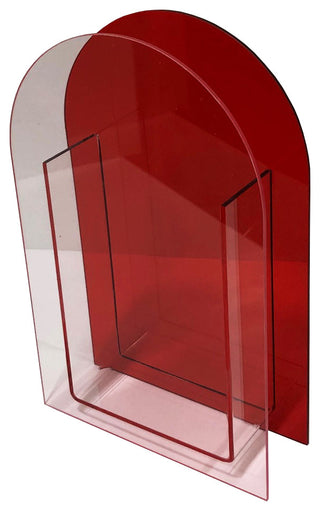 Lucite Colorful Arc Vase, Red & Light Pink