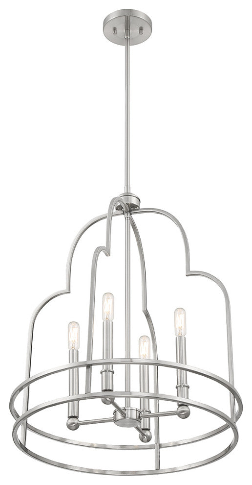 Diplomat 4-Light Pendant, Matte Black, Satin Nickel