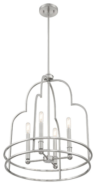 Diplomat 4-Light Pendant, Matte Black, Satin Nickel