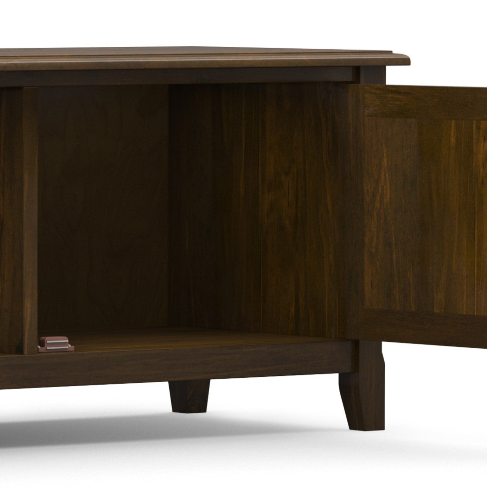 Burlington Solid Wood 72" Low TV Media Stand, Mahogany Brown