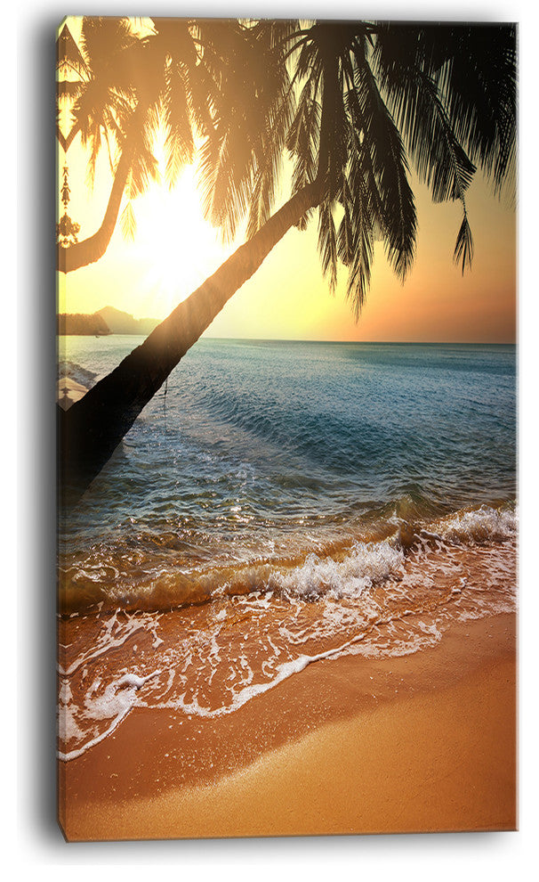 "Beautiful Sunset on Tropical Beach" Seashore Canvas Print, 16"x32"