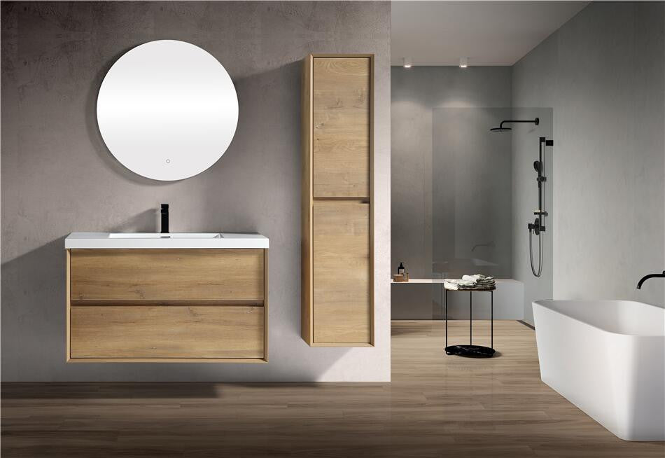 Ashley 42'' Floating Vanity, Acrylic Top, White Oak