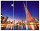 Burj Khalifa Night Landscape, Cityscape Triptych Canvas Print, 36x28, 3 Panels