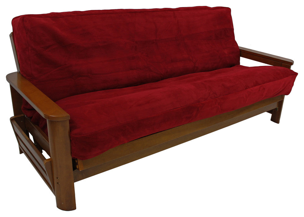 Solid Foam-Backed Microsuede 8" to 9" Full Futon Cover, Cardinal Red