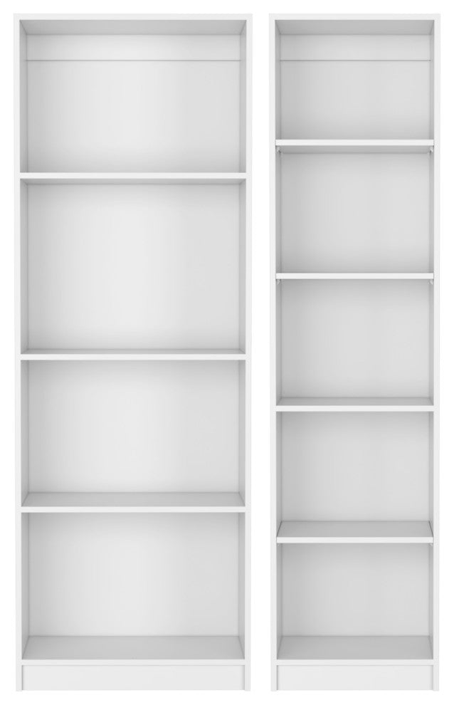 Benzoni Slim 2 Piece Living Room Set with 2 Bookcases, White