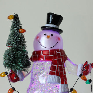 Swirling Glitter LED Lighted Snowman, Tree Table Top Christmas Decoration