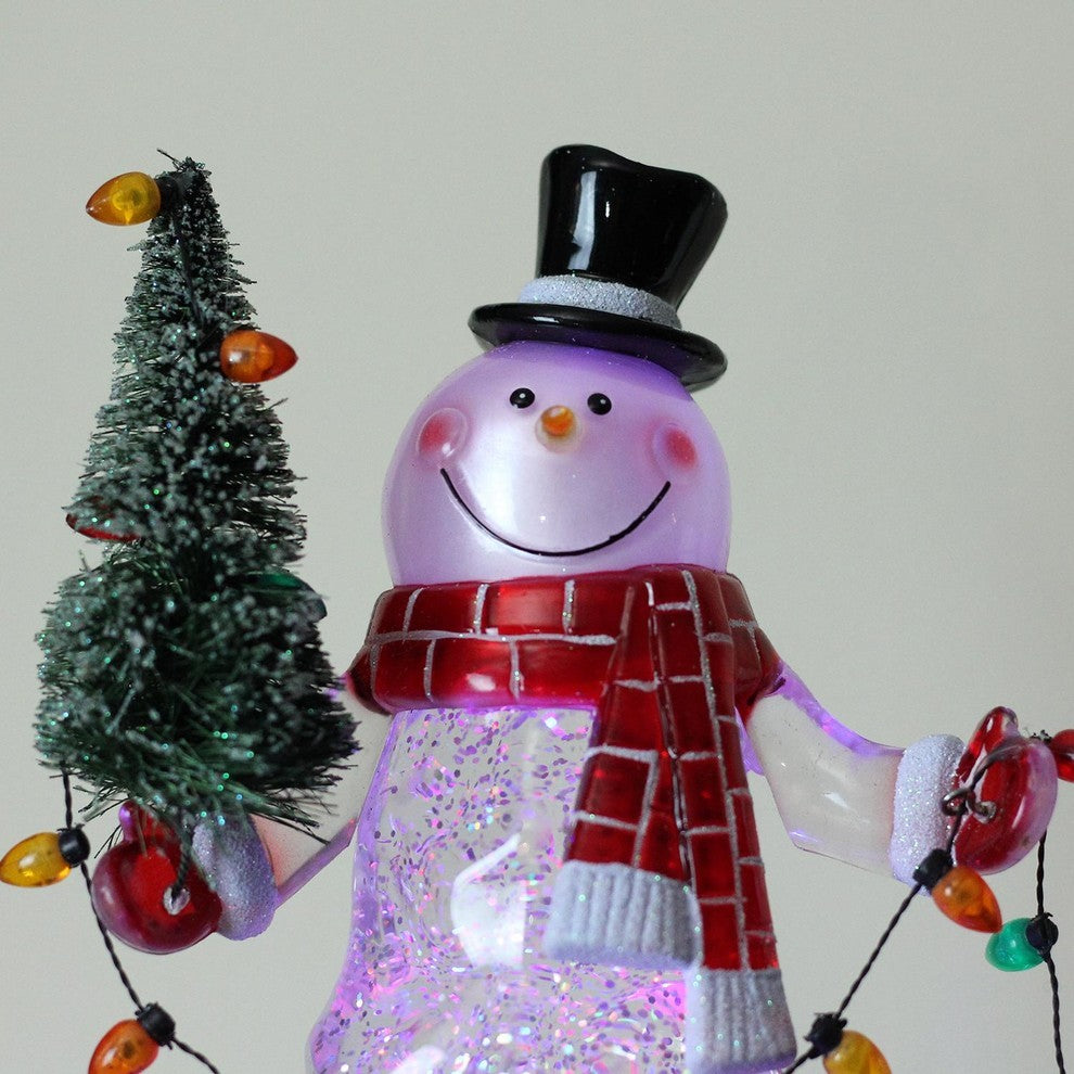 Swirling Glitter LED Lighted Snowman, Tree Table Top Christmas Decoration