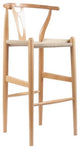 Mid Century Y Wood Bar Stool, Natural Beech