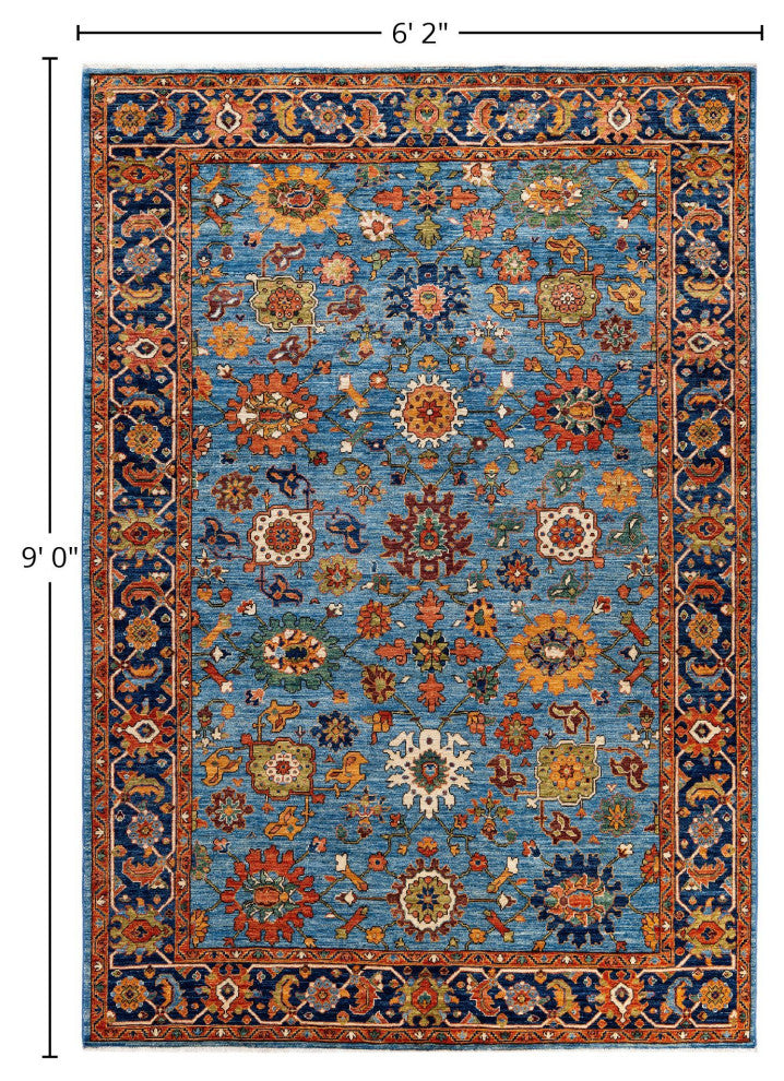 Serapi One-of-a-Kind Hand-Knotted Area Rug Light Blue, 6'2" x 9'0"
