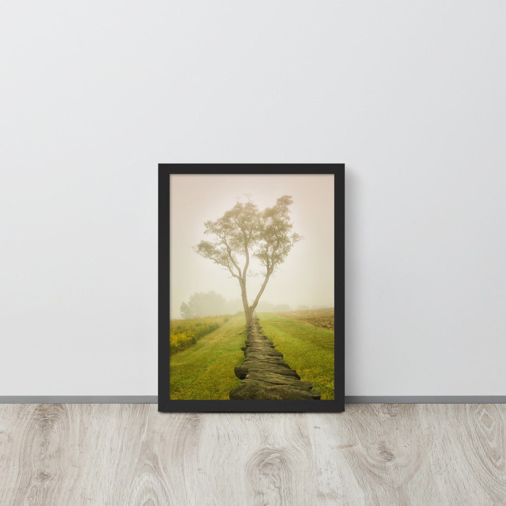 Calming Morning Rural Landscape Framed Photo Paper Wall Art Prints, Black, 12" X 16"