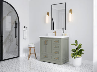Boston 36 Right Offset Bath Vanity in Evergreen 1.5" Empira Quartz