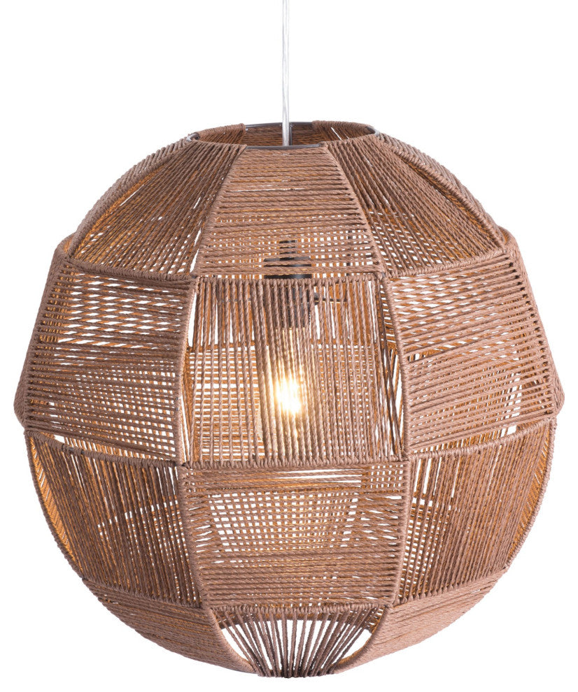 Pendant Ceiling Light Fixture, Steel Metal, Rope, Brown, Kitchen LoungeLobby