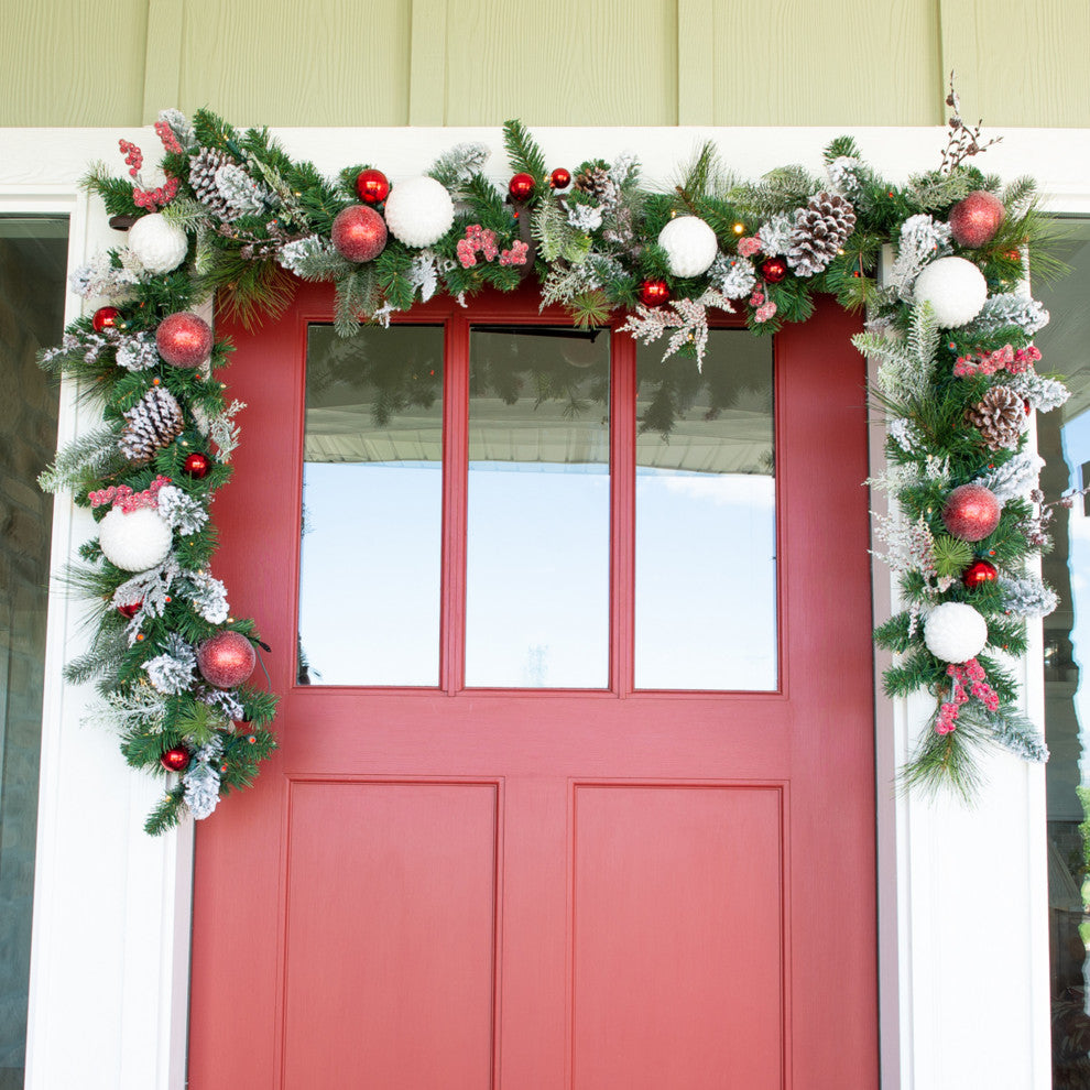 9' Artificial Christmas Garland with Lights, Frosted Wonderland