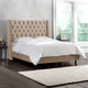 Williams King Nail Button Tufted Wingback Bed, Mystere Mondo