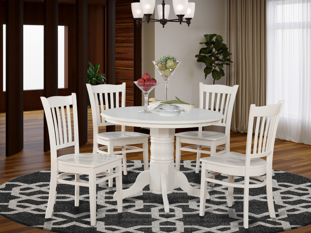 5 Pc Small Kitchen Table And Chairs Set -Round Table And 4 Kitchen Chairs