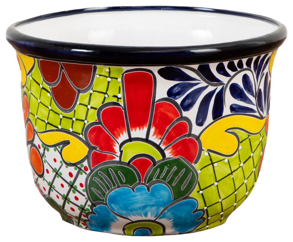 9in. x 12.5in. Handmade Mexican Talavera Ceramic Planter