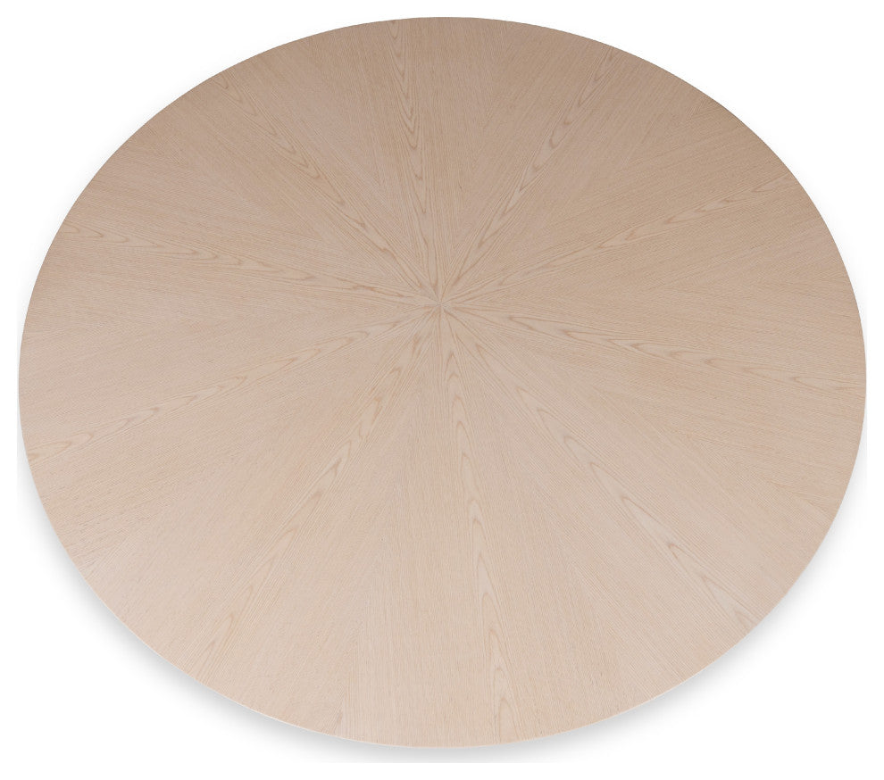 Modern Brazilian Mona Wooden Top Round Dining Table Nevoa
