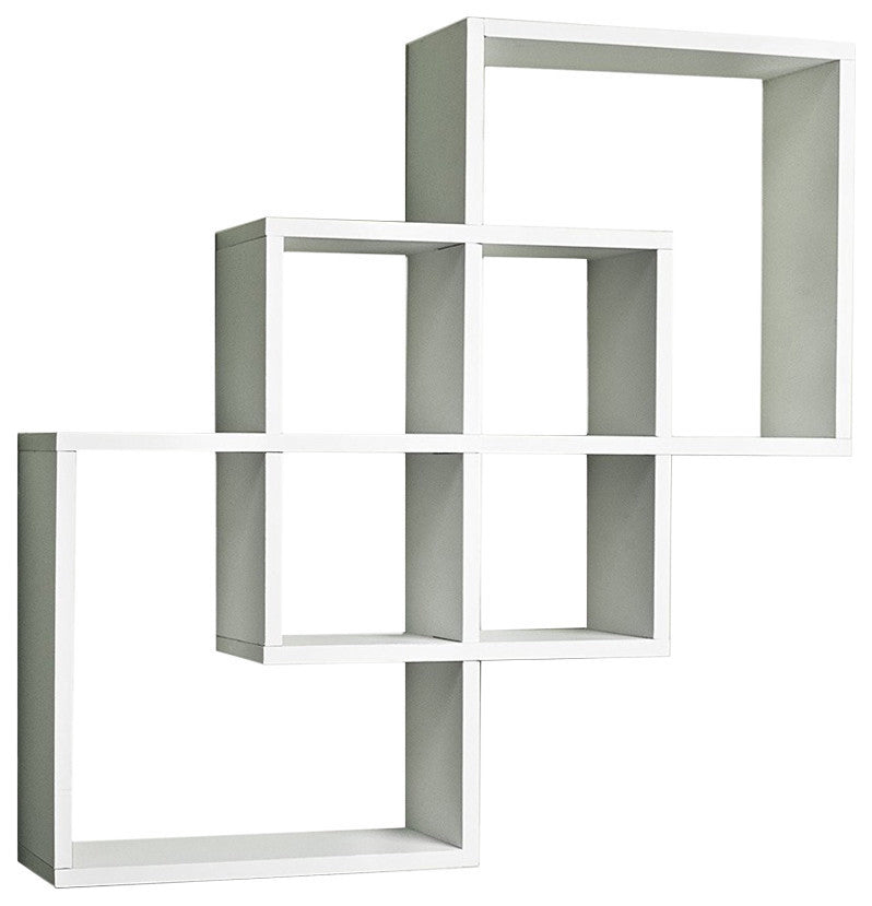 Intersecting Squares Decorative Wall Shelf, White