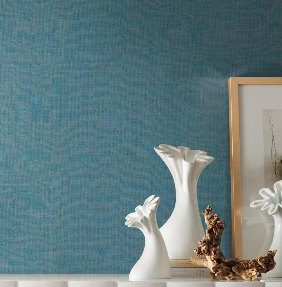 Gesso Weave Wallpaper, Teal