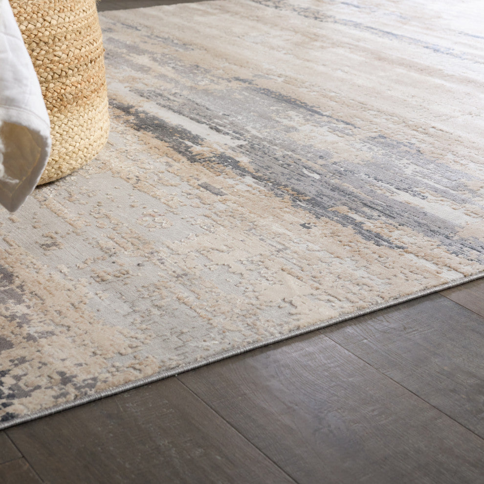 Ronan Abstract Beige/ Gray Area Rug, 5'3"x8'