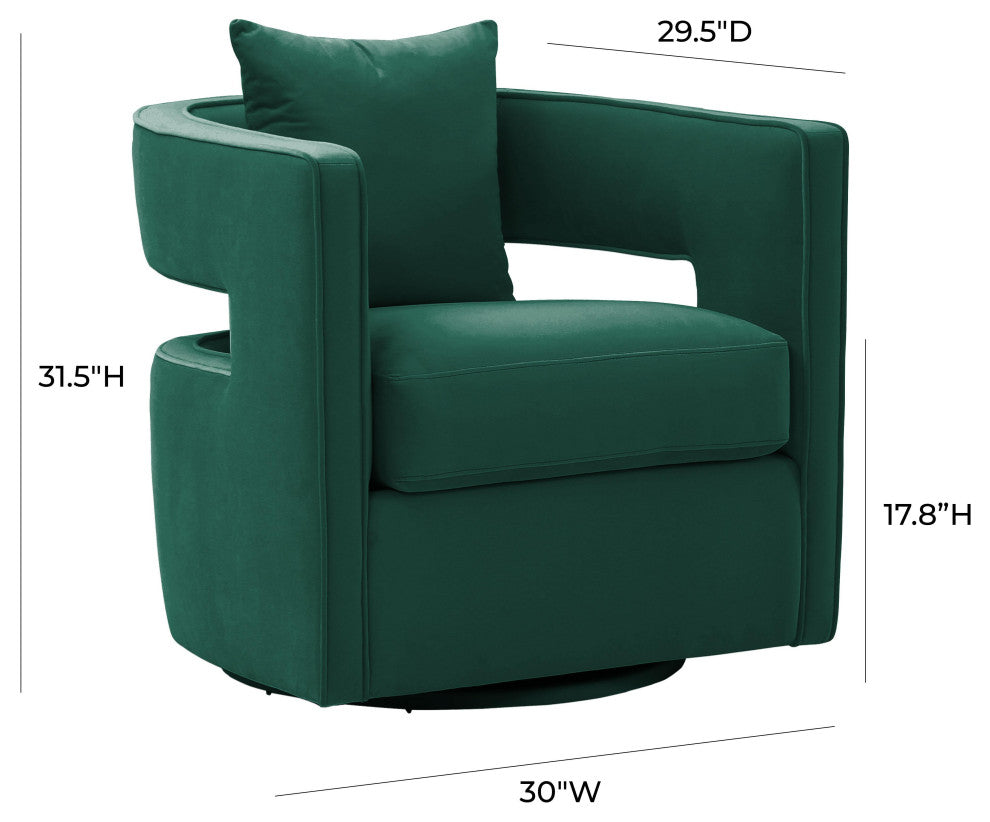Kennedy  Velvet Swivel Chair, Forest Green