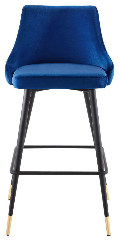 Bar Stool Chair Barstool, Set of 2, Velvet, Blue Navy, Modern, Bar Pub Bistro