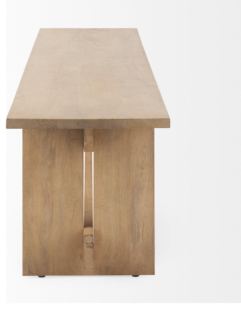 Aida Light Brown Solid Wood Dining Bench