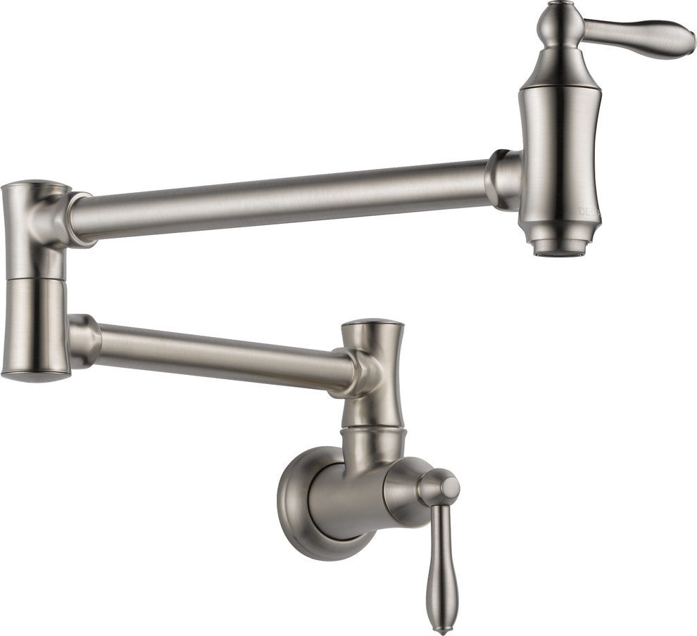 Delta Traditional Wall Mount Pot Filler, Stainless, 1177LF-SS