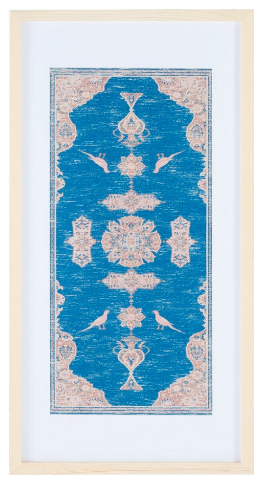 Safavieh Chartrelle 29" Blue/Pink Framed Textile Wall Art