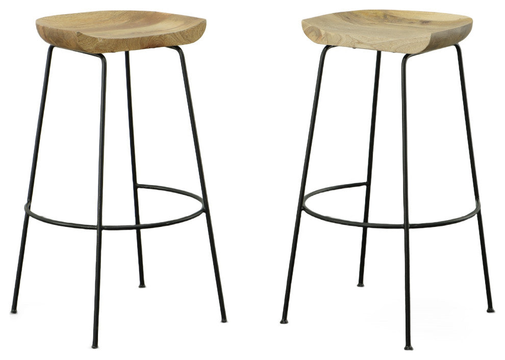 Raja Contoured Stool, Natural Mango/Black