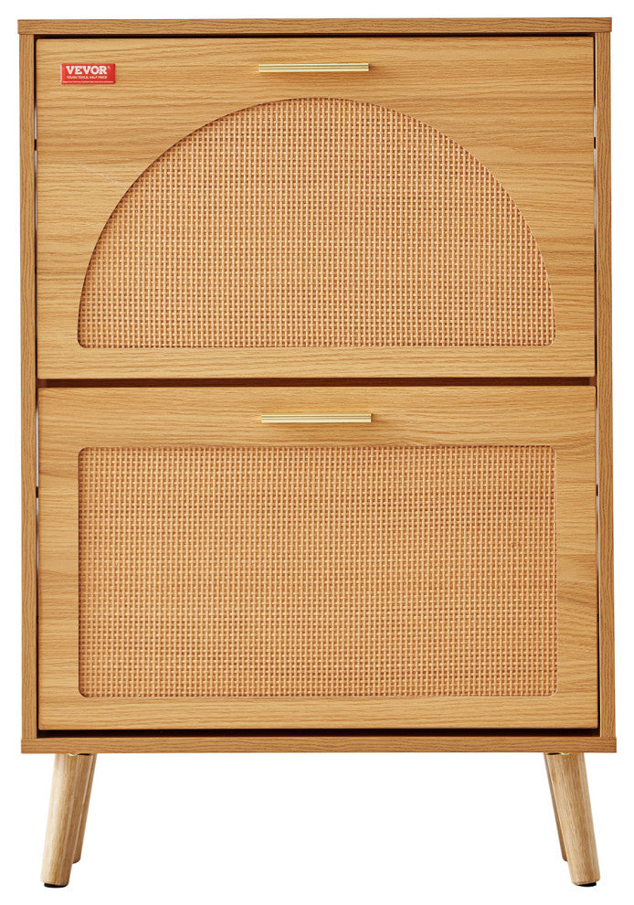 VEVOR Shoe Cabinet with 2 Flip Drawers Rattan Shoe Storage Cabinet for Entryway